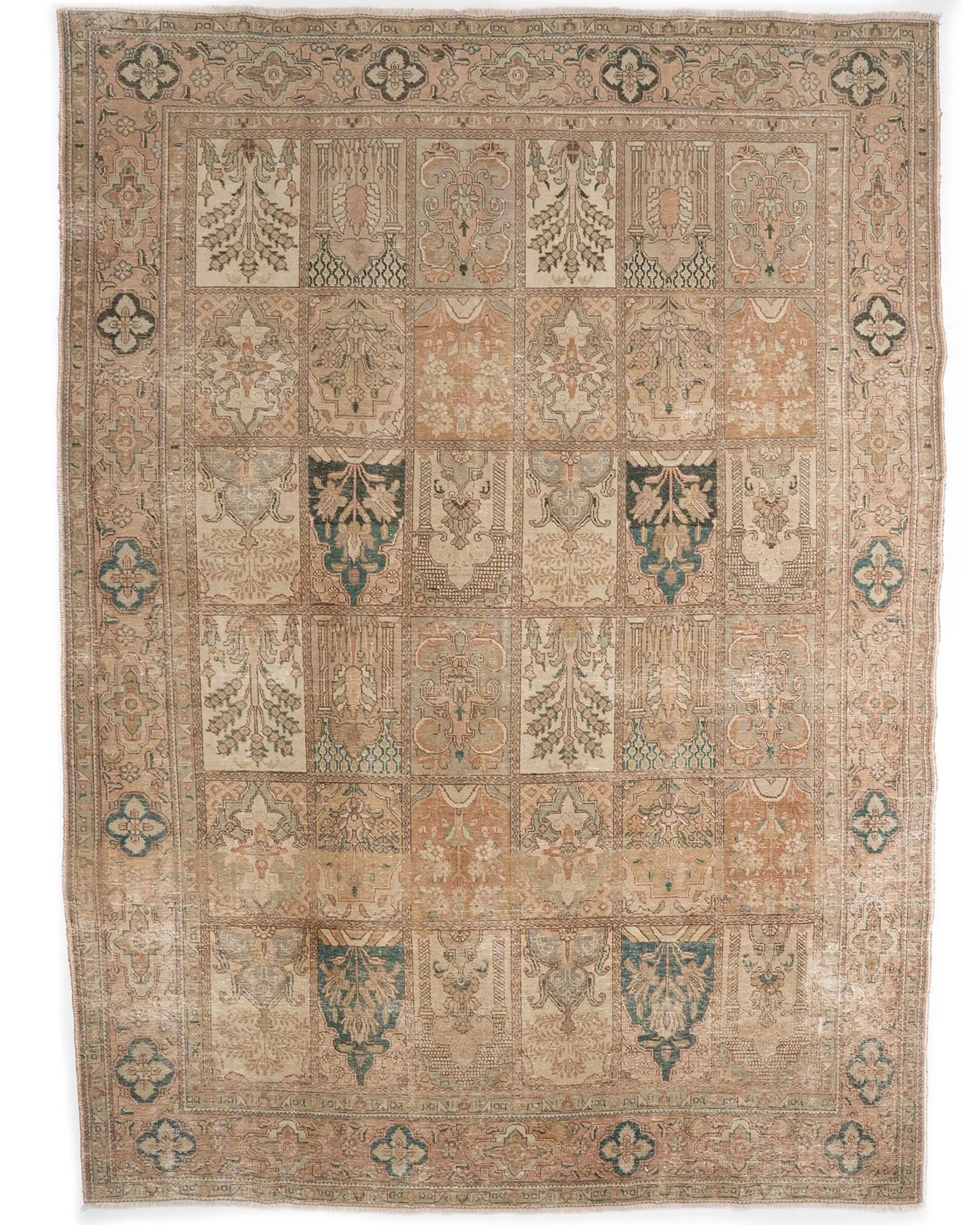 9.7x12.7 ft Turkish Oversize Rug, Brown Blue Vintage Wool Rug - 1