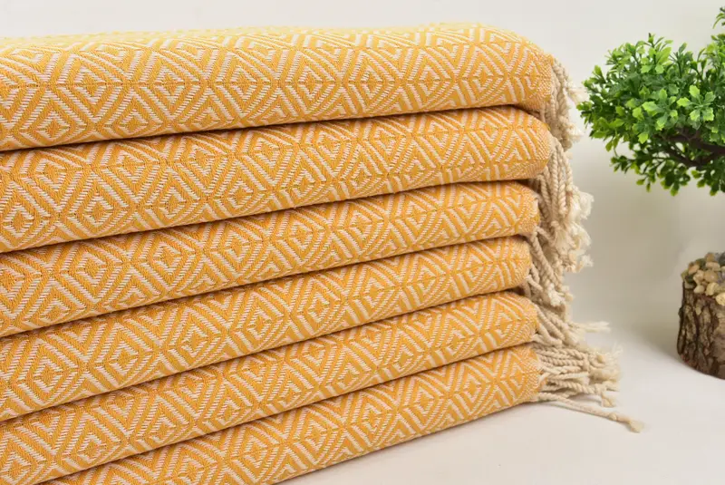 Thin towel, 70x40 Cotton Diamond Towel, Bridal Shower Gift, Sand-free peshtemal towel for the beach, Valentines Gift, Bachelorette Party Favors - 3