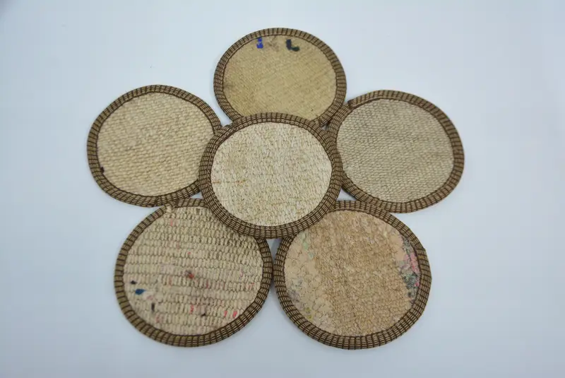 Altılı Bej Dokuma Bardak Altlığı Seti, Rustik Düz Pedli Bardak Altlığı