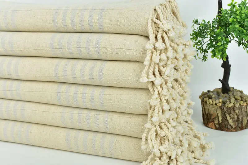 Valentines Day Gift For Her, Best Friend Gift, Peshtemal Towel, Bulk Order Towel, Bridal Shower Favors, Engagement Gift, 70x40 Linen Striped Towel - 3