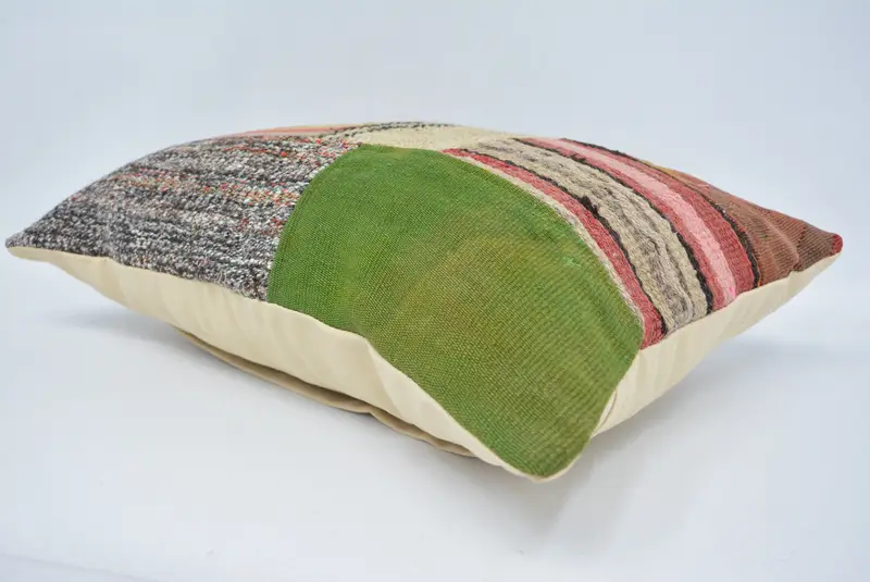 Christmas Cushion Cover, Cushion Case, Kilim Cushion Sham, Turkish Pillow, Retro Pillow Case, 16x24 Green Pillow Cover, Boho Pillow Sham Cover - 6