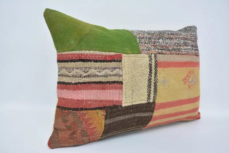 Christmas Cushion Cover, Cushion Case, Kilim Cushion Sham, Turkish Pillow, Retro Pillow Case, 16x24 Green Pillow Cover, Boho Pillow Sham Cover - 3