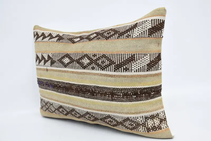 Boho Pillow Sham Cover, Pillow Case, Kilim Pillow, 20x28 Beige Pillow Cover, Pillow for Sofa, Handmade Rug Seat Pillow - 4