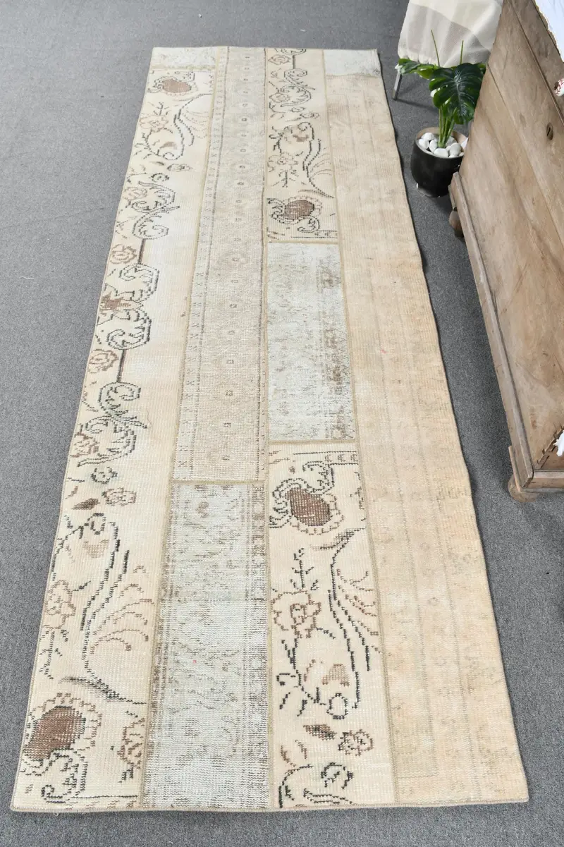 Eleganter beigefarbener Blumenteppich, 90 x 240 cm, schicke Heimdekoration