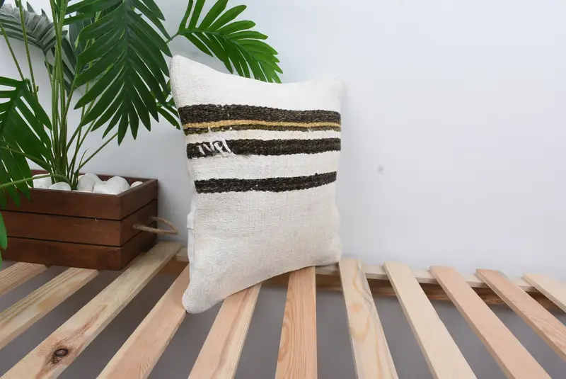Boho Pillow Sham Cover, Boho Pillow, 14x14 White Pillow, Bolster Pillow Cover, Outdoor Bolster Pillow Sham, Chair Pillow, Cushion Case, Kilim Pillow - 4