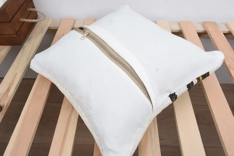 Boho Pillow Sham Cover, Boho Pillow, 14x14 White Pillow, Bolster Pillow Cover, Outdoor Bolster Pillow Sham, Chair Pillow, Cushion Case, Kilim Pillow - 8