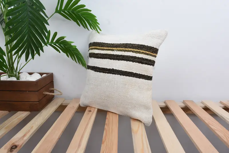Boho Pillow Sham Cover, Boho Pillow, 14x14 White Pillow, Bolster Pillow Cover, Outdoor Bolster Pillow Sham, Chair Pillow, Cushion Case, Kilim Pillow - 5
