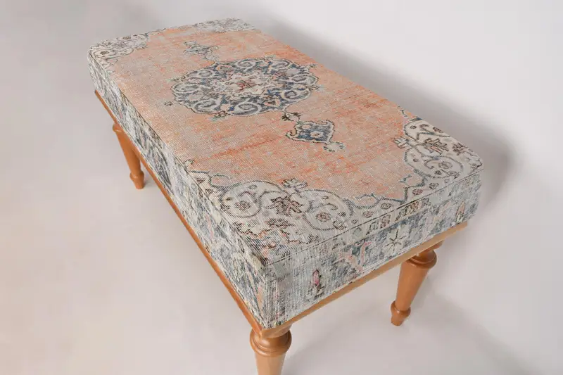 Modular Ottoman Set with Kilim-Inspired Wool Blend, Turkish Comfort Ottomans