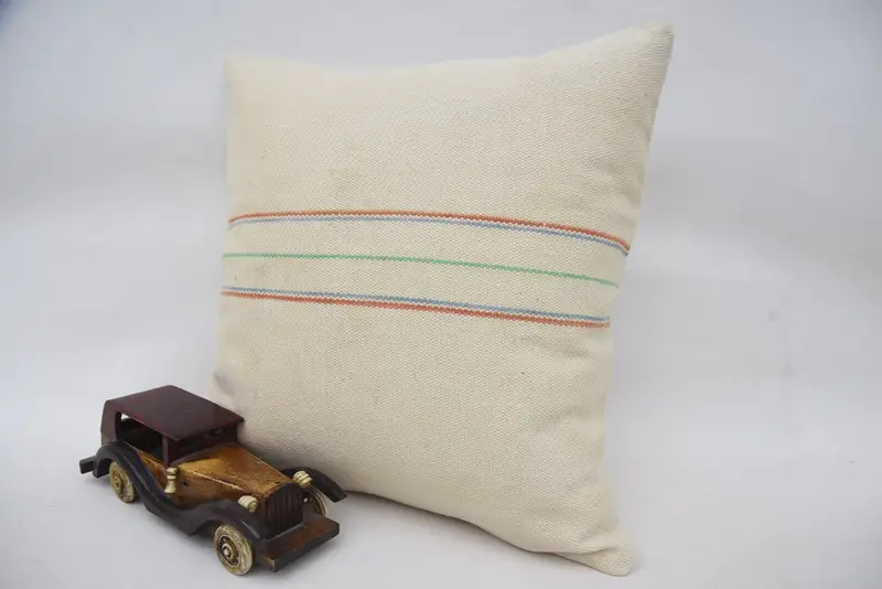 Kilim Pillow, Bolster Throw Pillow Sham, Authentic Pillow Cover, Kilim Pillow Cover, Pillow Case, 16x16 Beige Cushion, Pillow for Sofa - 3