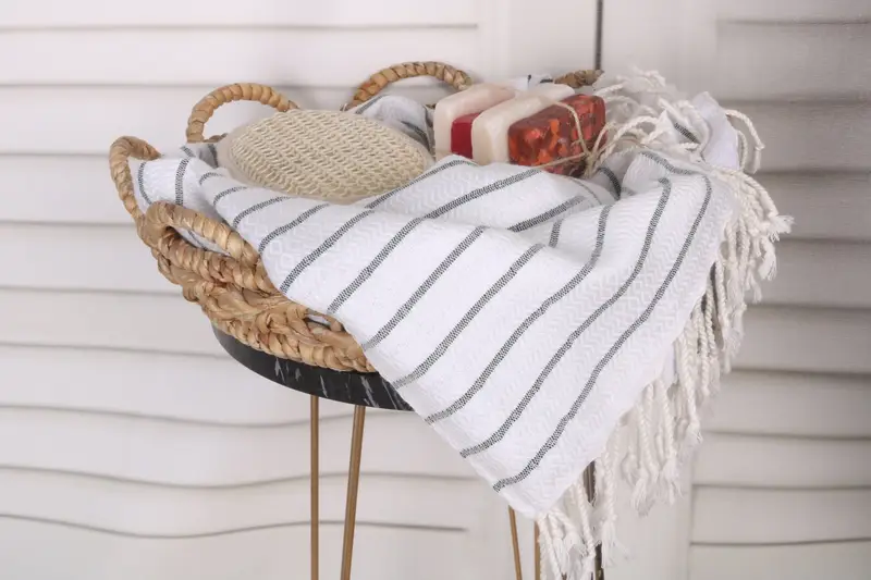 Custom Wedding Gifts, Eco-Friendly Turkish Towel, Grandma Gift, Absorbent towel, Monogrammed Beach Towel, 70x40 Cotton Striped Towel, Holiday Towel - 2