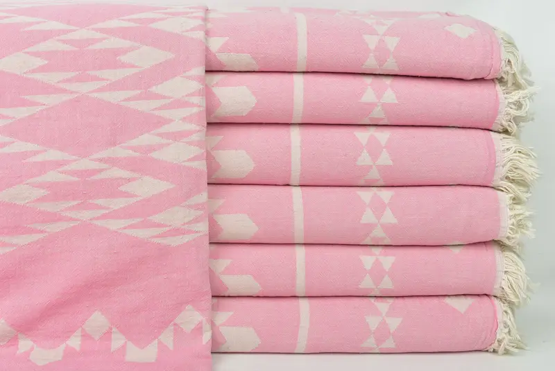 Custom Blanket, Xmas Gifts, Custom Shower Curtain, Bedspread, Wedding Hand Made Gift, Turkish Blanket, 70x60 Cotton Geometric Towel, Organic Throw - 1