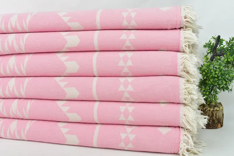 Custom Blanket, Xmas Gifts, Custom Shower Curtain, Bedspread, Wedding Hand Made Gift, Turkish Blanket, 70x60 Cotton Geometric Towel, Organic Throw - 3
