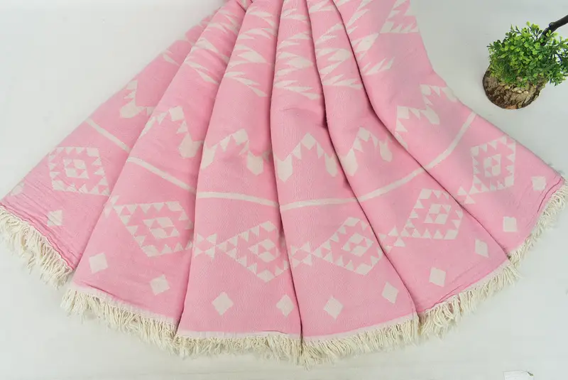 Custom Blanket, Xmas Gifts, Custom Shower Curtain, Bedspread, Wedding Hand Made Gift, Turkish Blanket, 70x60 Cotton Geometric Towel, Organic Throw - 4