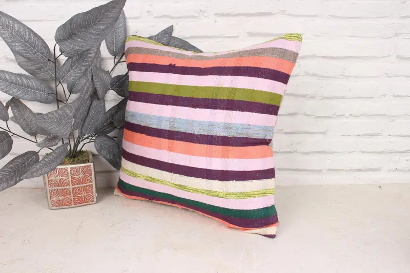 Turkish Kilim Pillow, Comfy Throw Pillow Case, 18x18 Pink Pillow Sham, Turkish Pillow, Interior Designer Pillow, Luxury Pillow Sham, Pillow - 4