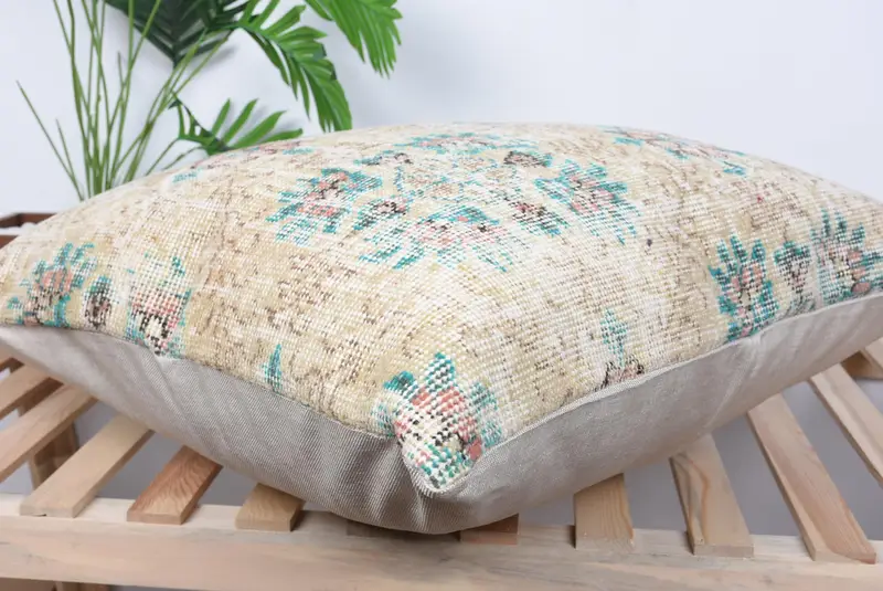 One Of A Kind Cushion Case, Turkish Pillow, 28x28 Beige Pillow Cover, Gift Pillow, Muted Pillow Sham, Cushion Cover, Home Decor Pillow - 6