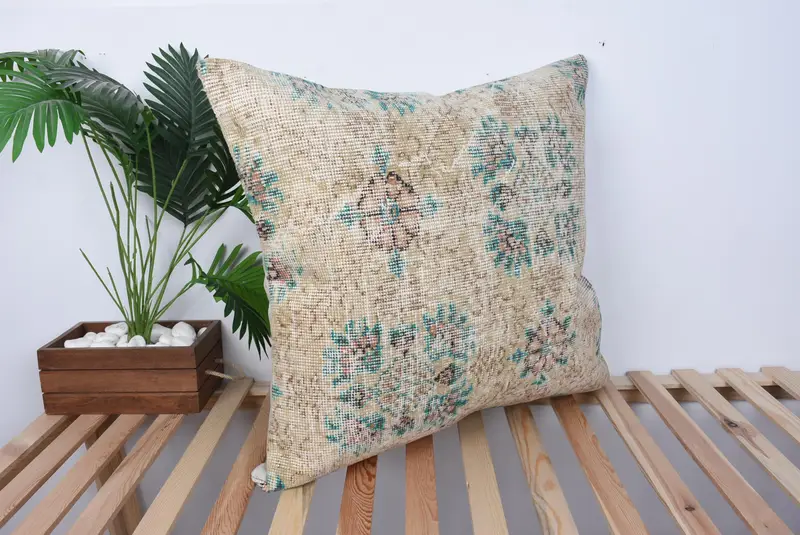 One Of A Kind Cushion Case, Turkish Pillow, 28x28 Beige Pillow Cover, Gift Pillow, Muted Pillow Sham, Cushion Cover, Home Decor Pillow - 4
