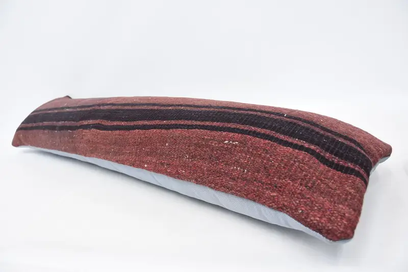 Pillow Cover, Vintage Kilim Pillow, Ethnical Kilim Rug Pillow, Interior Designer Pillow, Turkish Rugs Cushion Cover, 12x48 Red Pillow Sham - 5