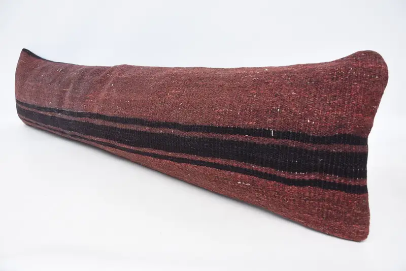 Pillow Cover, Vintage Kilim Pillow, Ethnical Kilim Rug Pillow, Interior Designer Pillow, Turkish Rugs Cushion Cover, 12x48 Red Pillow Sham - 4