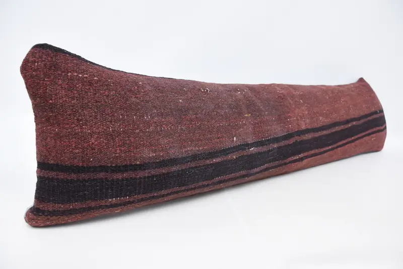 Pillow Cover, Vintage Kilim Pillow, Ethnical Kilim Rug Pillow, Interior Designer Pillow, Turkish Rugs Cushion Cover, 12x48 Red Pillow Sham - 3