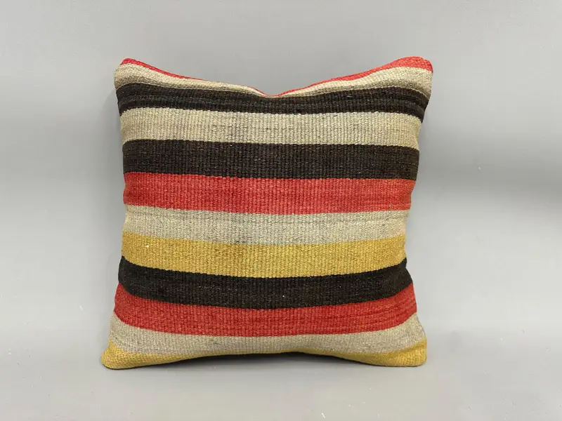Handwoven Pillow Cover Pillow Cover, Gift Pillow, Kilim Pillow Cover, Cushion Case, Boho Pillow Sham Cover, 18x18 Red Pillow Cover - 4