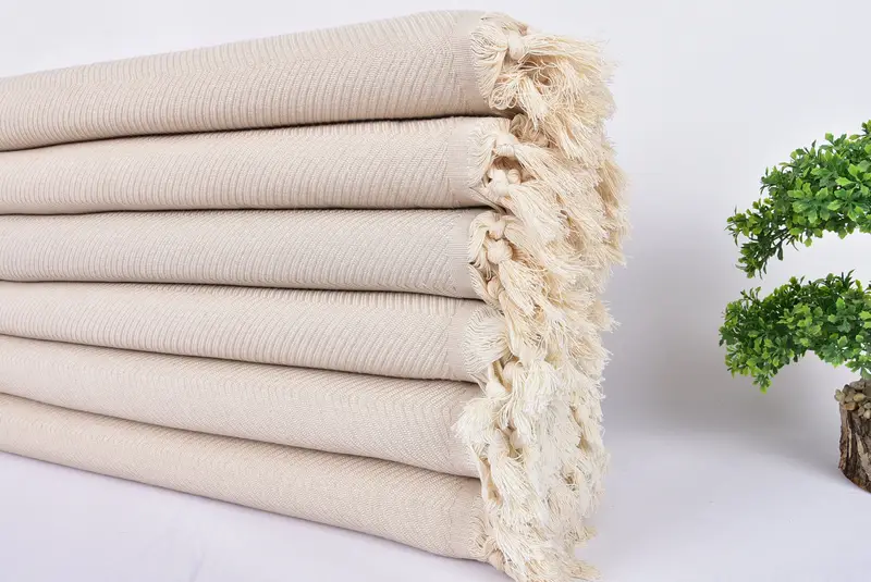 Turkish Bedcover, Bachelorette Large Towel, Turkish Blanket, Christmas Gift, Housewarming Gift, 84x68 Cotton Zig zag Towel, Woven Throw Blanket - 3