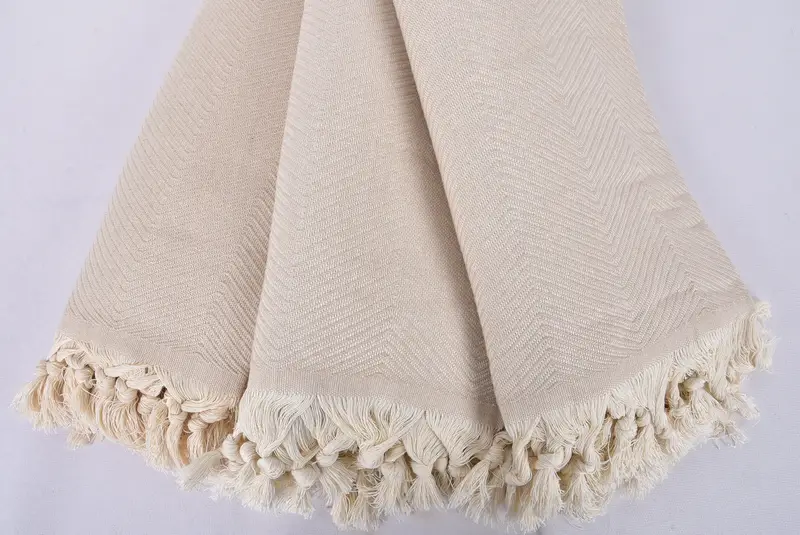 Turkish Bedcover, Bachelorette Large Towel, Turkish Blanket, Christmas Gift, Housewarming Gift, 84x68 Cotton Zig zag Towel, Woven Throw Blanket - 4