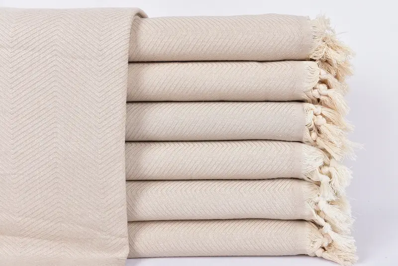 Turkish Bedcover, Bachelorette Large Towel, Turkish Blanket, Christmas Gift, Housewarming Gift, 84x68 Cotton Zig zag Towel, Woven Throw Blanket - 1