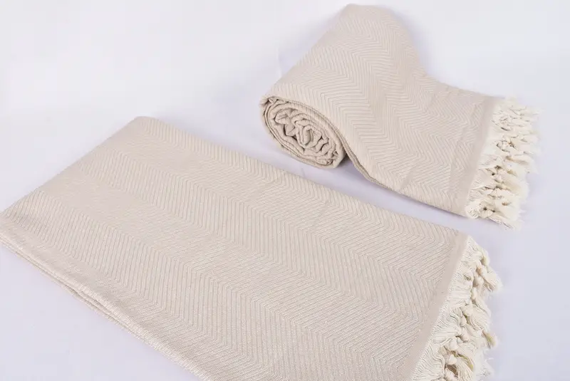 Turkish Bedcover, Bachelorette Large Towel, Turkish Blanket, Christmas Gift, Housewarming Gift, 84x68 Cotton Zig zag Towel, Woven Throw Blanket - 7