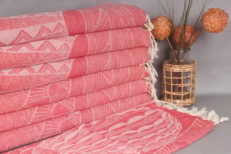 Personalized Embroidered Red Turkish Hand Towel, 18x36 Inches