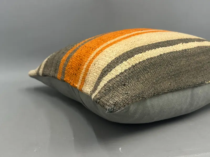 Car Cushion Cover, Kilim Rug Pillow Case, Pillow for Sofa, Vintage Pillow, Pillow Cover, 20x20 Orange Cushion Case, Handmade Kilim Cushion - 6
