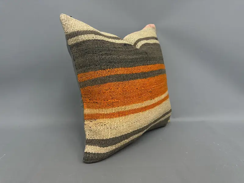 Car Cushion Cover, Kilim Rug Pillow Case, Pillow for Sofa, Vintage Pillow, Pillow Cover, 20x20 Orange Cushion Case, Handmade Kilim Cushion - 2