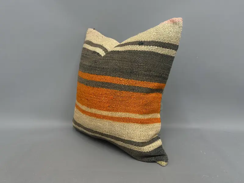 Car Cushion Cover, Kilim Rug Pillow Case, Pillow for Sofa, Vintage Pillow, Pillow Cover, 20x20 Orange Cushion Case, Handmade Kilim Cushion - 3