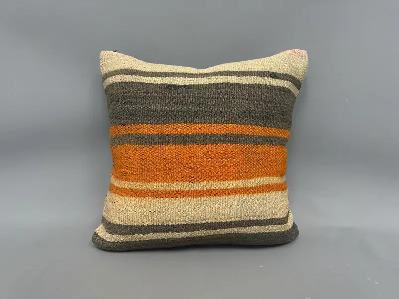 Car Cushion Cover, Kilim Rug Pillow Case, Pillow for Sofa, Vintage Pillow, Pillow Cover, 20x20 Orange Cushion Case, Handmade Kilim Cushion - 4