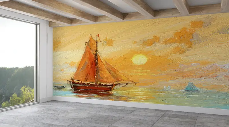 Printed Wallpaper: Elegant Seascape & Sunset Landscape