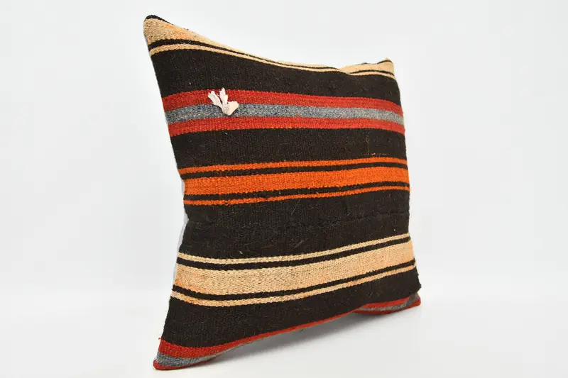 Pillow Case, Gift Pillow, 20x20 Brown Pillow Case, Throw Kilim Pillow, Ethnical Kilim Rug Pillow, Turkish Corner Pillow Cover, Couch Pillow Cover - 3