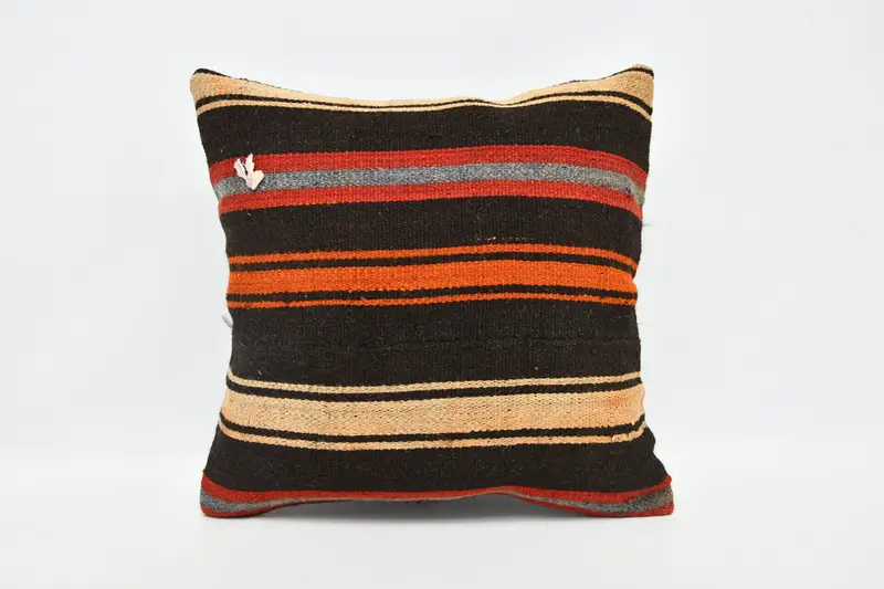 Pillow Case, Gift Pillow, 20x20 Brown Pillow Case, Throw Kilim Pillow, Ethnical Kilim Rug Pillow, Turkish Corner Pillow Cover, Couch Pillow Cover - 1