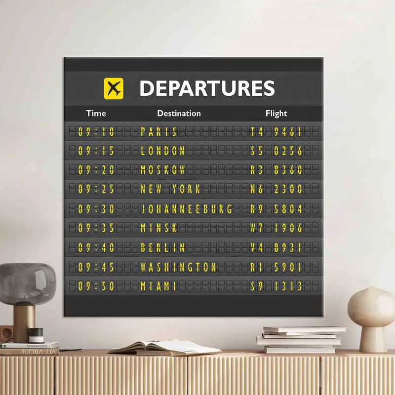 トラベル キャンバス: 空港出発 - プリント キャンバス アート