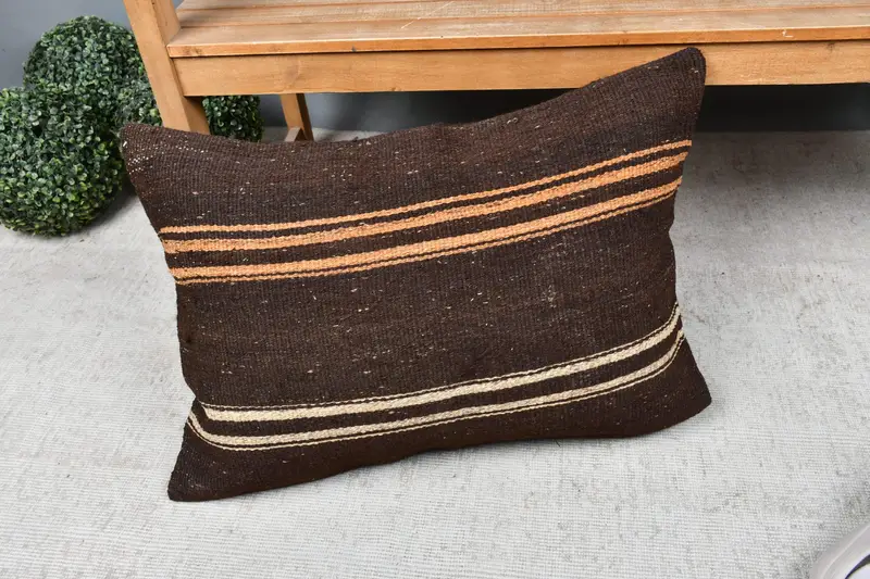 20x28 Brown Cushion Case, Cushion Cover, Christmas Cushion Case, Vintage Kilim Throw Pillow, Turkish Kilim Pillow, Boho Pillow Sham Cover - 7