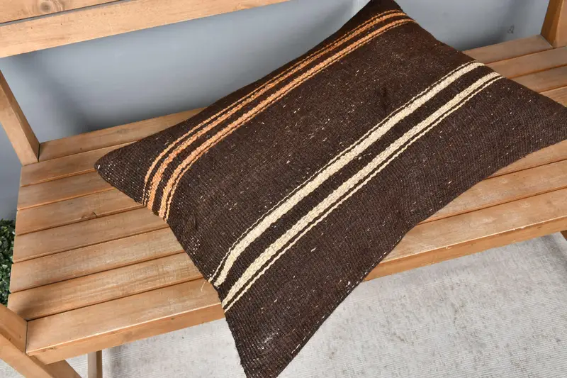 20x28 Brown Cushion Case, Cushion Cover, Christmas Cushion Case, Vintage Kilim Throw Pillow, Turkish Kilim Pillow, Boho Pillow Sham Cover - 2