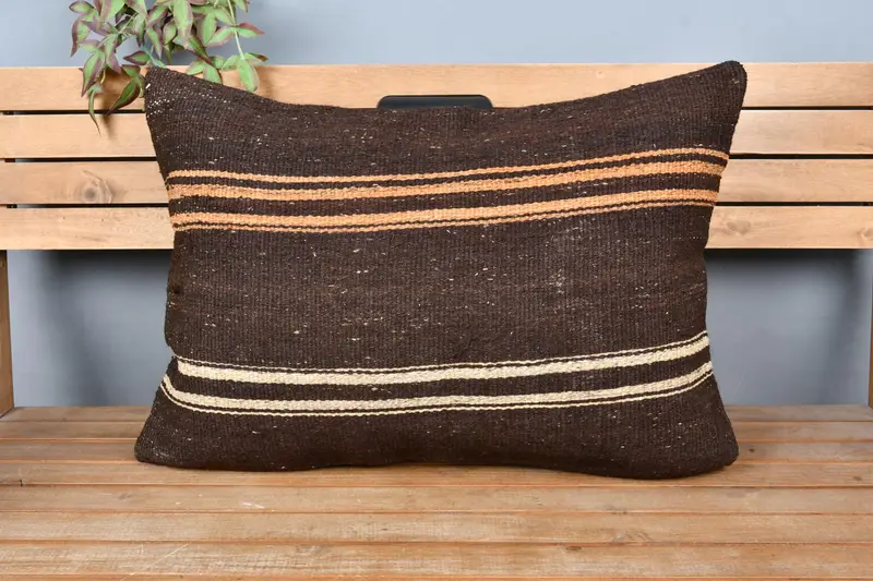 20x28 Brown Cushion Case, Cushion Cover, Christmas Cushion Case, Vintage Kilim Throw Pillow, Turkish Kilim Pillow, Boho Pillow Sham Cover - 6