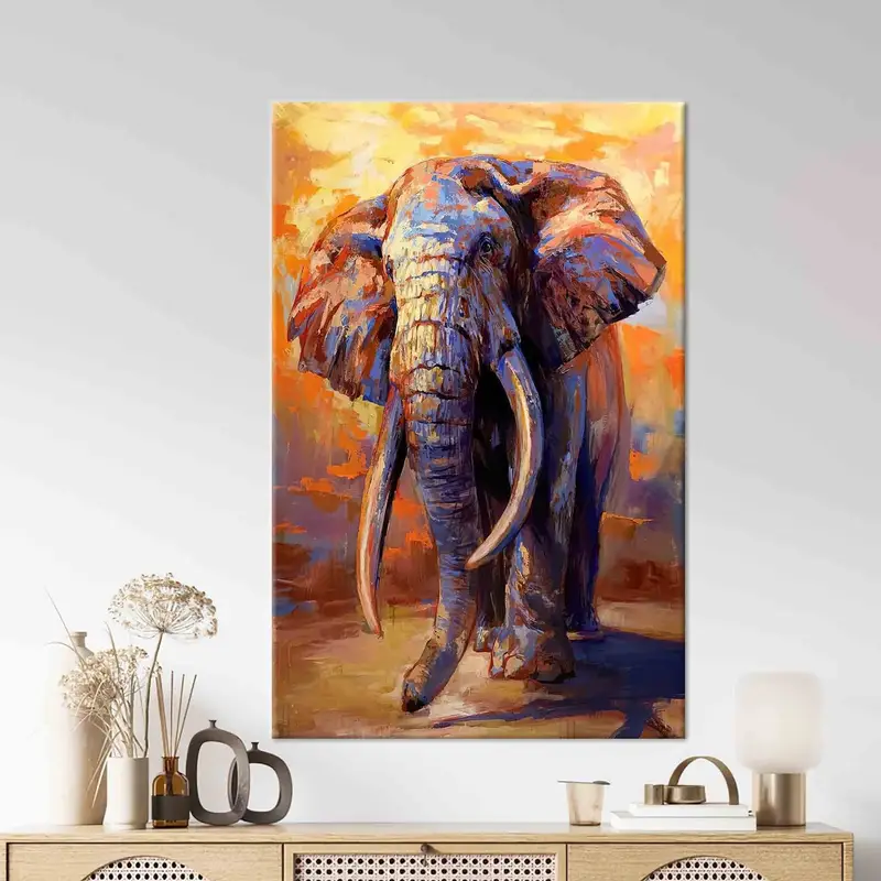 鮮やかな抽象的な象のキャンバス: ユニークな象愛好家へのギフト