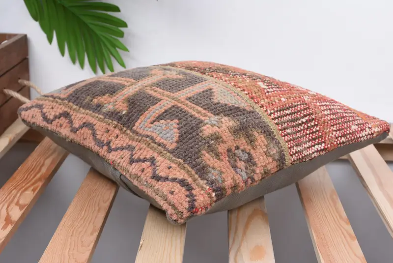 Pillow for Couch, 14x14 Brown Cushion Case, Throw Kilim Pillow, Bolster Pillow Sham, Cushion Cover, Gift Pillow, Neutral Throw Cushion Case - 6