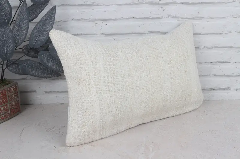 12x20 White Pillow Cover, Vintage Throw Pillow Case, Pillow Cover, Vintage Cushion Case, Pillow for Sofa, Vintage Pillow, Kilim Pillow - 3