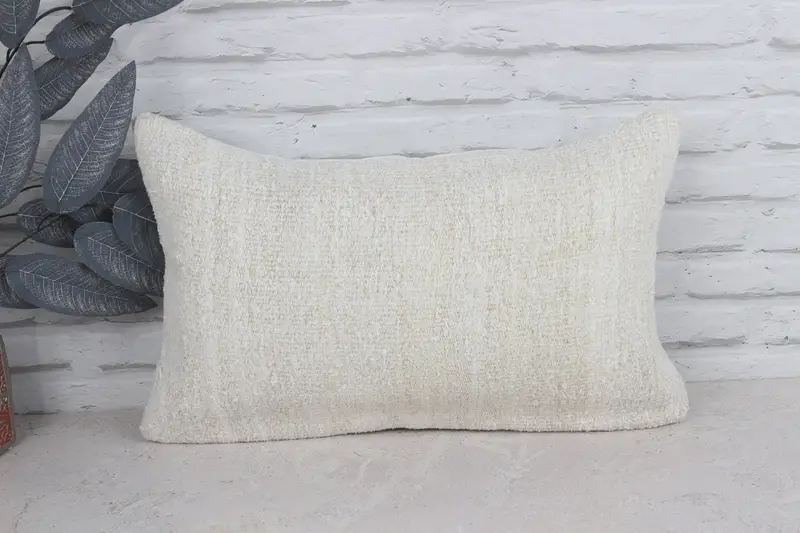 12x20 White Pillow Cover, Vintage Throw Pillow Case, Pillow Cover, Vintage Cushion Case, Pillow for Sofa, Vintage Pillow, Kilim Pillow - 1