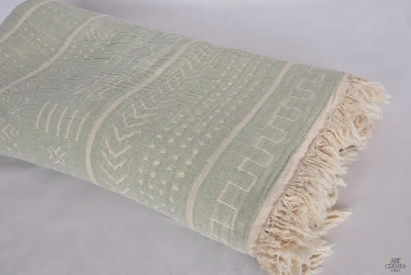 Personalized Blanket, Woven Throw Blanket, Family Gift Basket, Bachelorette Gifts, Best Friend Gift Ideas, 92x80 Cotton Ethnic Design Towel - 8