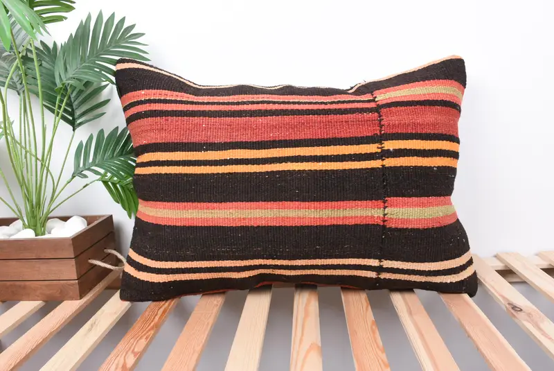 20x28 Brown Pillow Sham, Boho Pillow Sham Cover, Interior Designer Pillow, Decorative Pillow Sham, Cushion Case, Ethnical Kilim Rug Pillow - 1