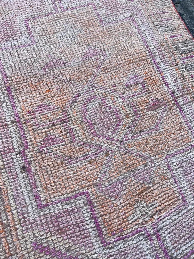 Vintage 2.6x9.1 ft Rug, Runner Turkish Rug, Pink Orange Floral Rug - 1