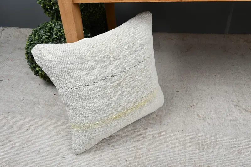 14x14 Beige Pillow Case, Cushion Cover, Kilim Pillow Cover, Aztec Pillow Cover, Ethnical Kilim Rug Pillow, Gift Pillow, Sofa Cushion - 7