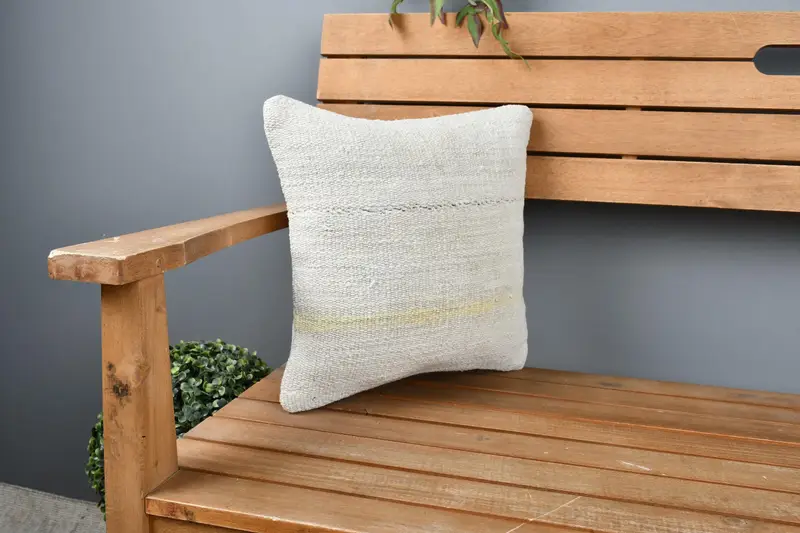 14x14 Beige Pillow Case, Cushion Cover, Kilim Pillow Cover, Aztec Pillow Cover, Ethnical Kilim Rug Pillow, Gift Pillow, Sofa Cushion - 1