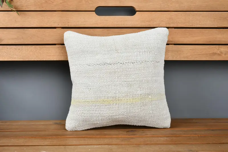 14x14 Beige Pillow Case, Cushion Cover, Kilim Pillow Cover, Aztec Pillow Cover, Ethnical Kilim Rug Pillow, Gift Pillow, Sofa Cushion - 6